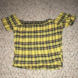 yellow plaid crop top
